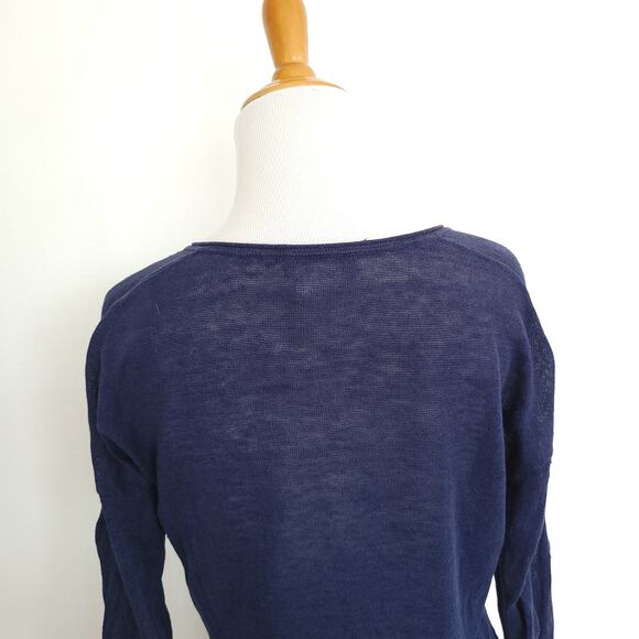 Lilly Pulitzer Liesel Sweater Linen Navy Lightweight Button Sides Women Small - Picture 7 of 13